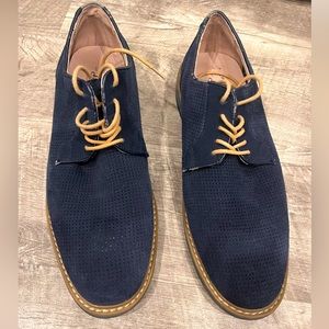 mens G.H. Bass & Co. dress shoes loafers oxfords navy blue leather